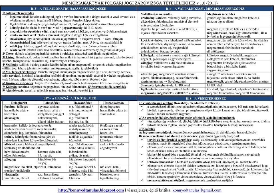 kapcsolatos követelményekről költségviselés: eladó és vevő mit visel?; jogszavatosság: ld. B13.