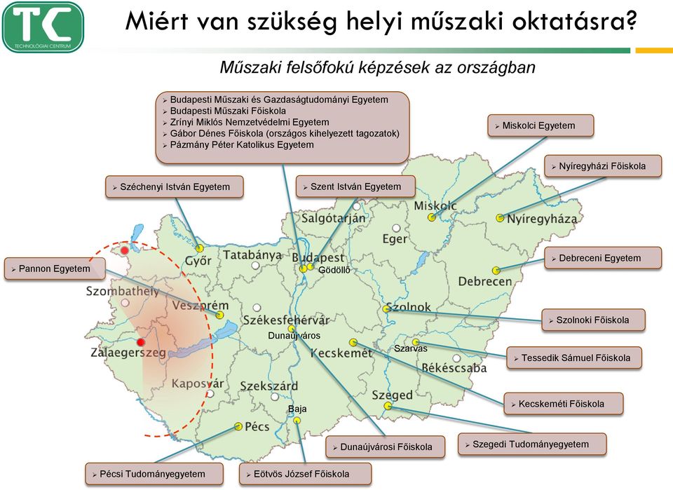 Egyetem Gábor Dénes Főiskola (országos kihelyezett tagozatok) Pázmány Péter Katolikus Egyetem Miskolci Egyetem Nyíregyházi Főiskola Széchenyi