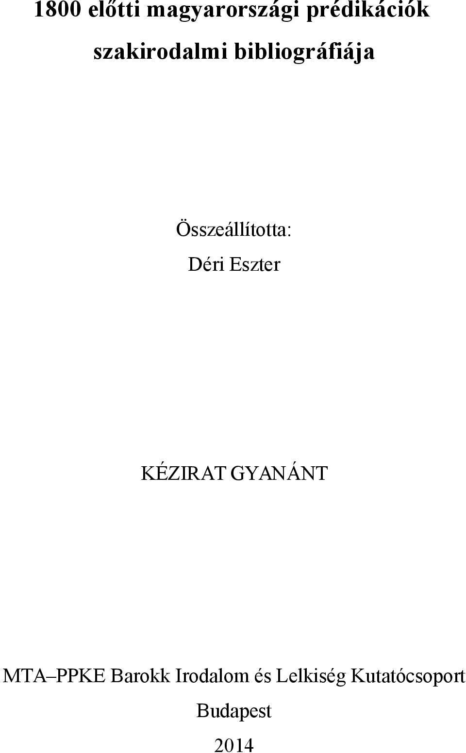 Déri Eszter KÉZIRAT GYANÁNT MTA PPKE Barokk