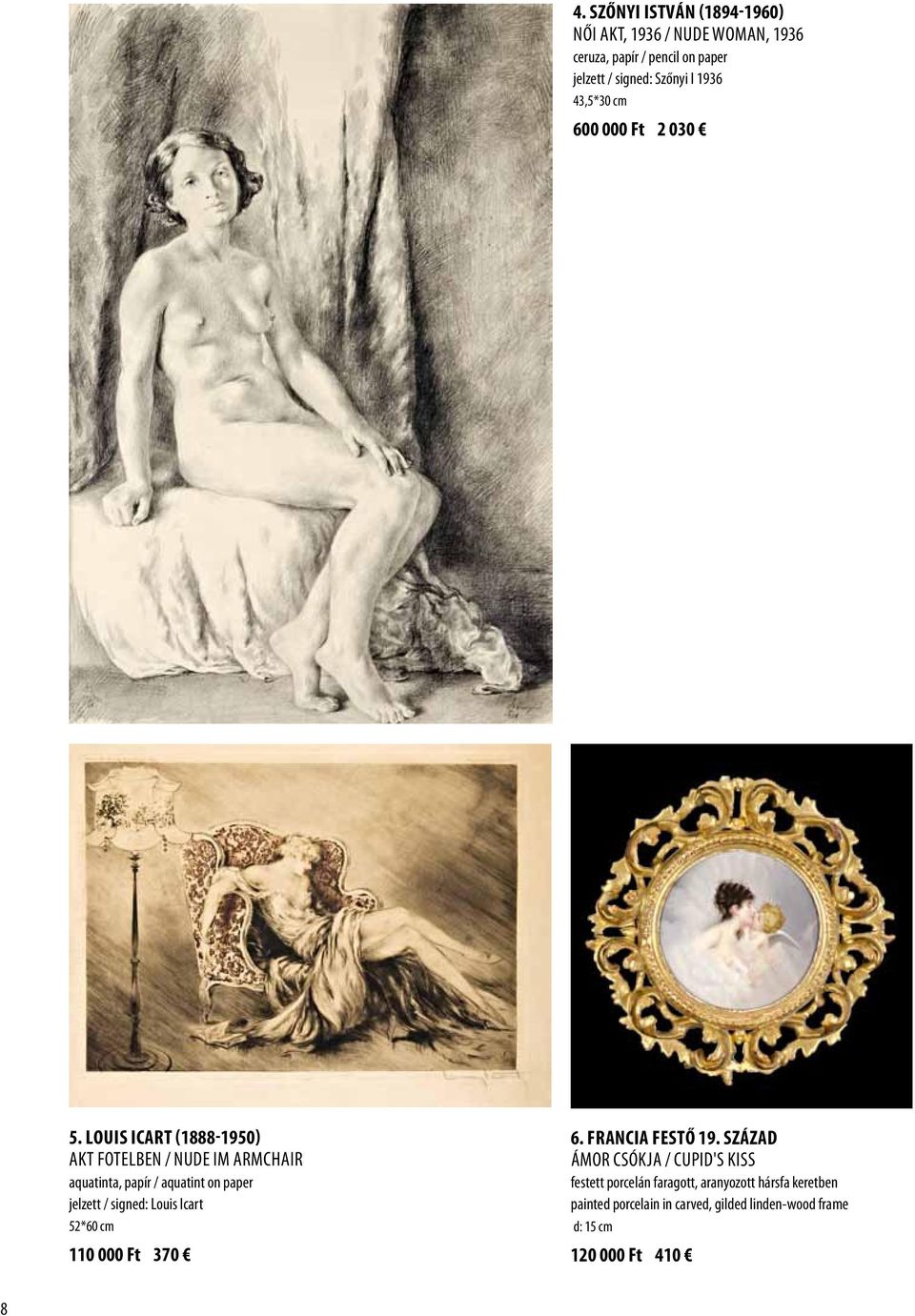 Louis Icart (1888-1950) Akt fotelben / Nude im armchair aquatinta, papír / aquatint on paper jelzett / signed: Louis Icart