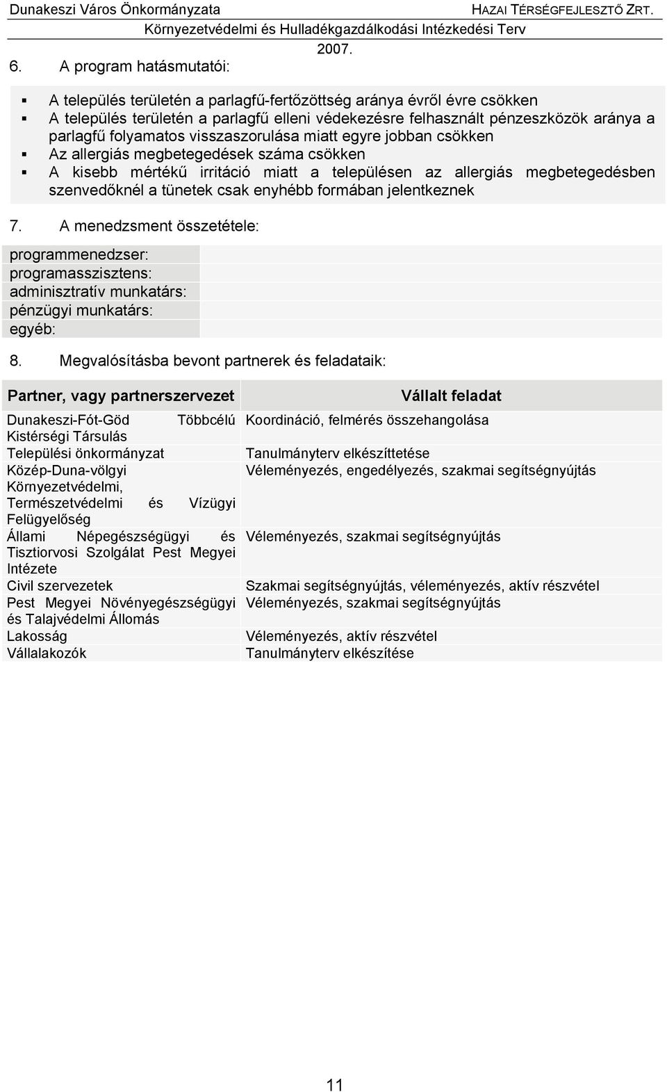 aránya a parlagfű folyamatos visszaszorulása miatt egyre jobban csökken Az allergiás megbetegedések száma csökken A kisebb mértékű irritáció miatt a településen az allergiás megbetegedésben