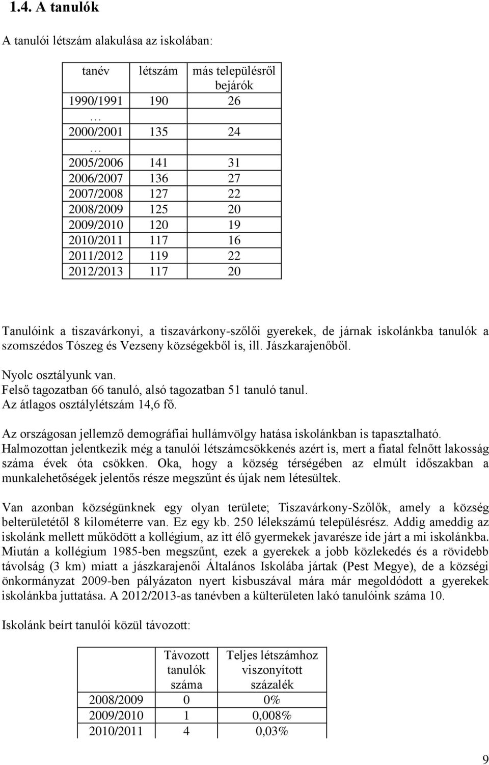 is, ill. Jászkarajenőből. Nyolc osztályunk van. Felső tagozatban 66 tanuló, alsó tagozatban 51 tanuló tanul. Az átlagos osztálylétszám 14,6 fő.