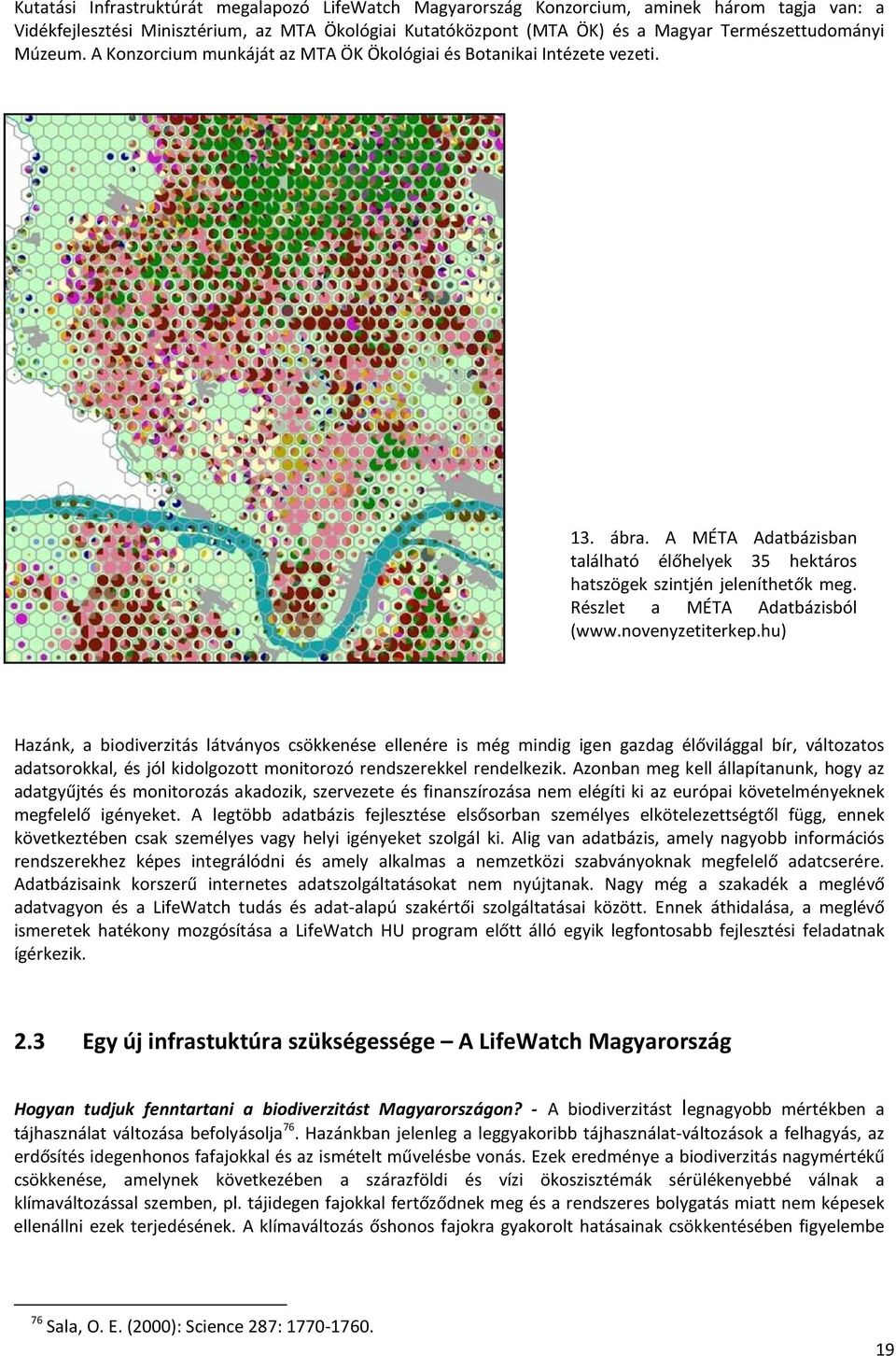 Részlet a MÉTA Adatbázisból (www.novenyzetiterkep.