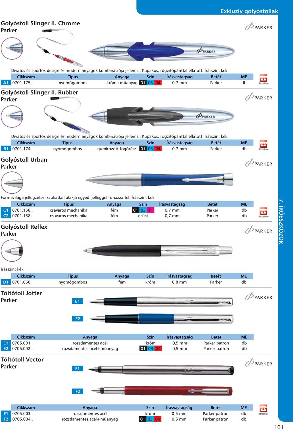 Írásszín: kék B1 0701.174.. nyomógombos gumírozott fogórész 01 03 04 0,7 mm Parker db Golyóstoll Urban Parker Formavilága jellegzetes, szokatlan alakja egyedi jelleggel ruházza fel.