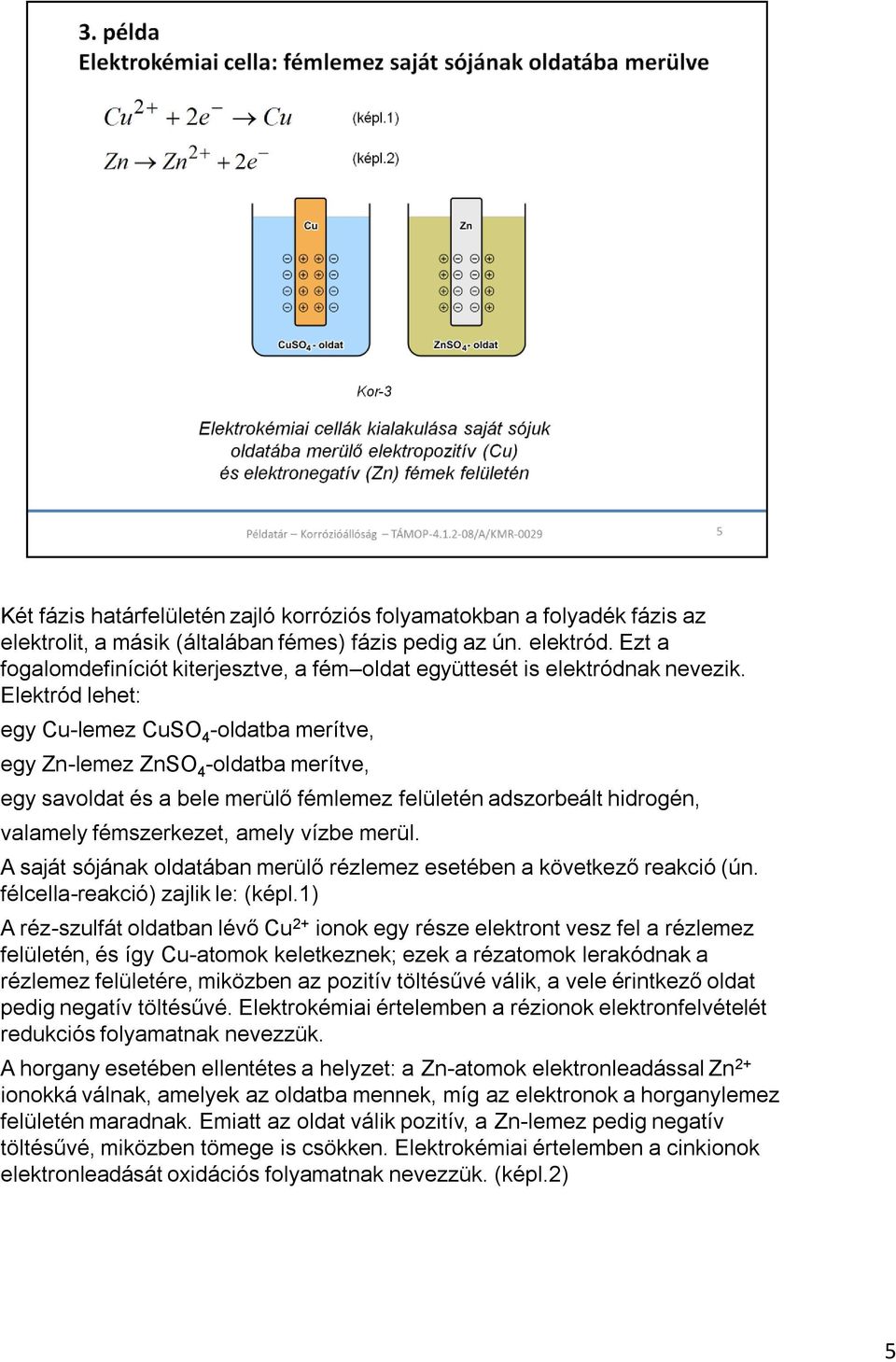 Elektród lehet: egy Cu-lemez CuSO 4 -oldatba merítve, egy Zn-lemez ZnSO 4 -oldatba merítve, egy savoldat és a bele merülő fémlemez felületén adszorbeált hidrogén, valamely fémszerkezet, amely vízbe