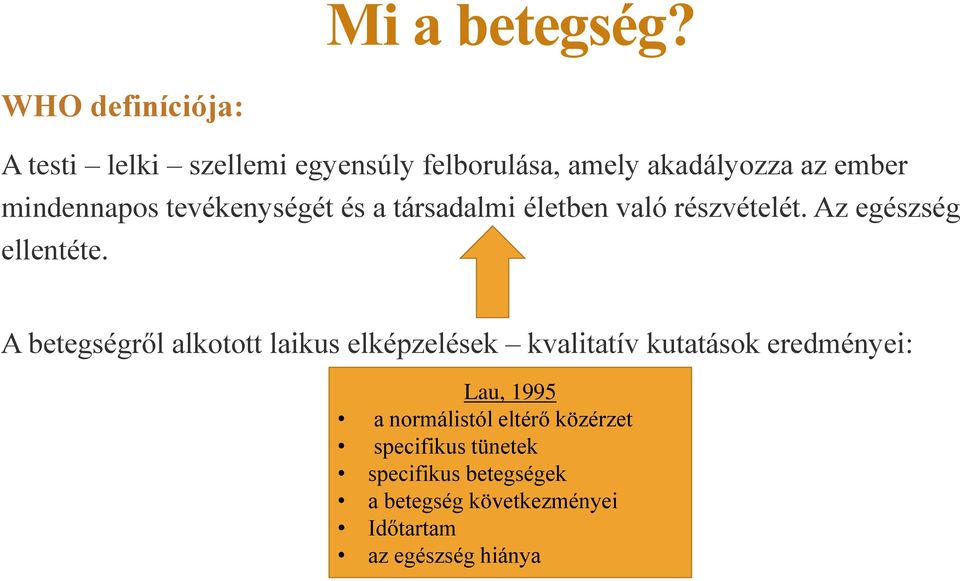 tevékenységét és a társadalmi életben való részvételét. Az egészség ellentéte.