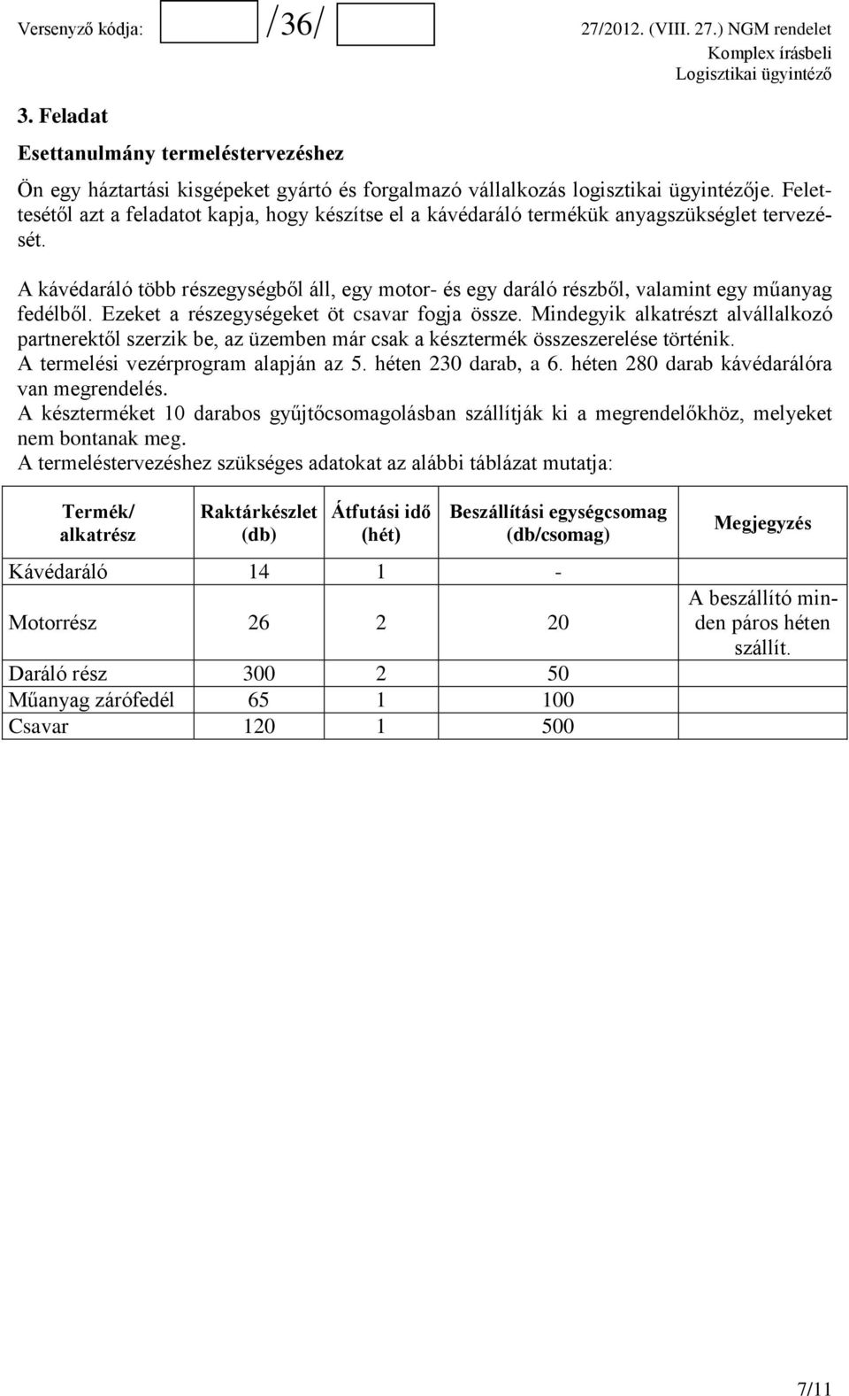 A kávédaráló több részegységből áll, egy motor- és egy daráló részből, valamint egy műanyag fedélből. Ezeket a részegységeket öt csavar fogja össze.