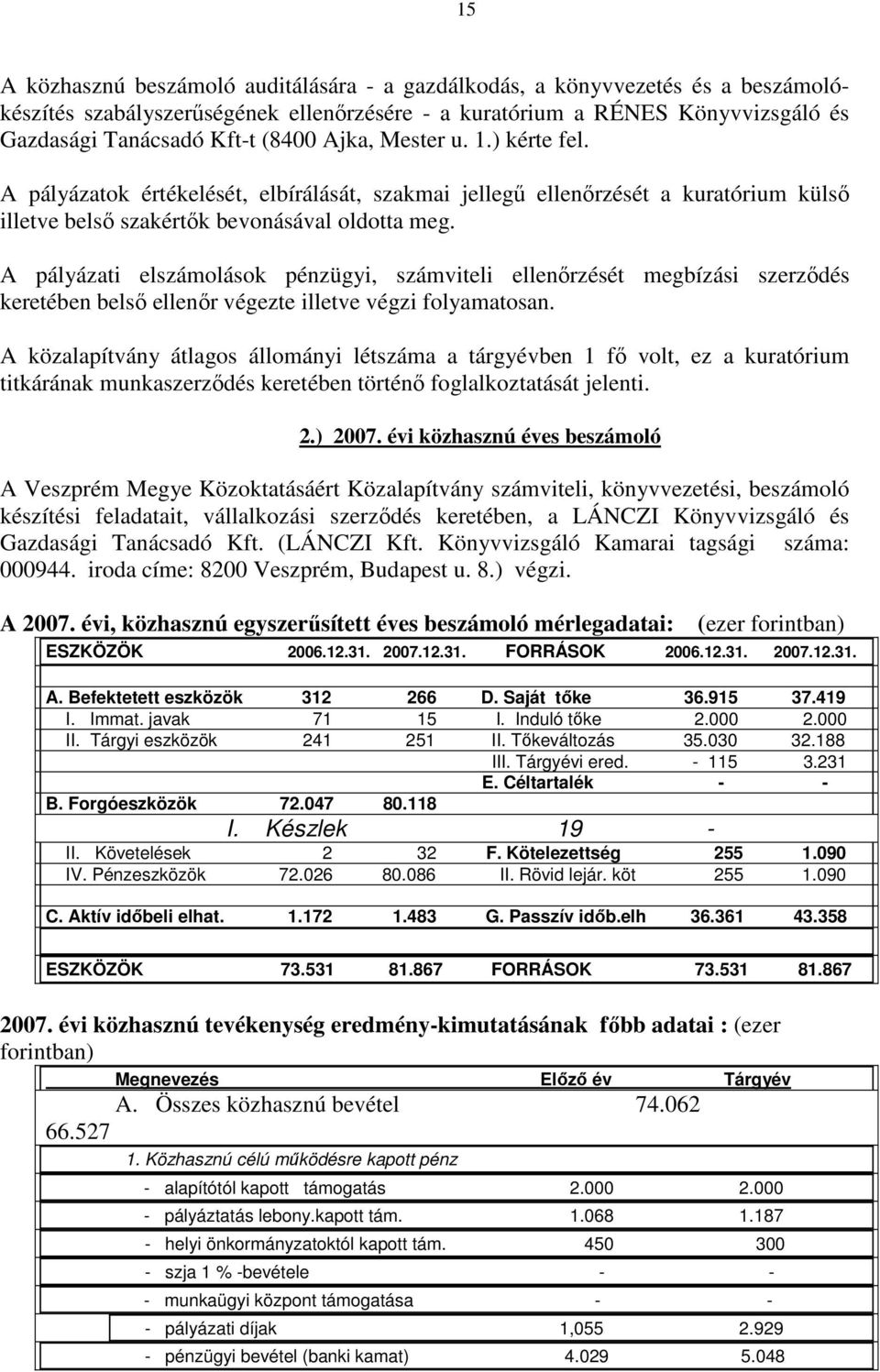 A pályázati elszámolások pénzügyi, számviteli ellenőrzését megbízási szerződés keretében belső ellenőr végezte illetve végzi folyamatosan.