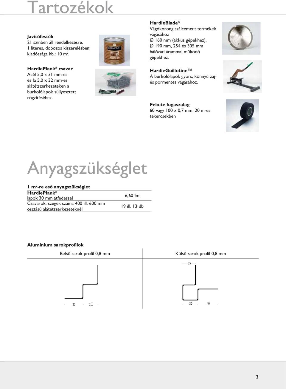 HardieBlade Vágókorong szálcement termékek vágásához Ø 160 mm (akkus gépekhez), Ø 190 mm, 254 és 305 mm hálózati árammal működő gépekhez.