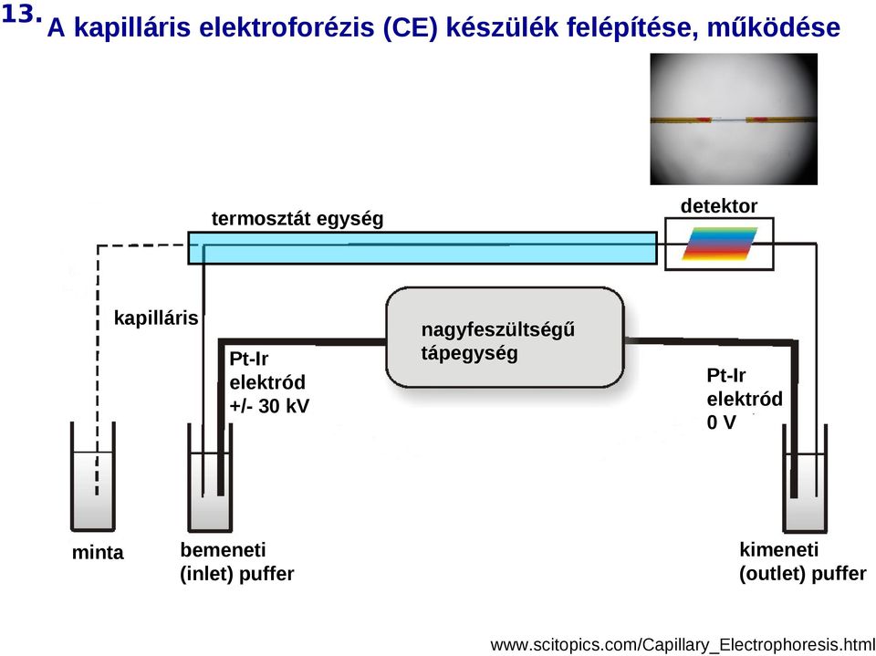 bemeneti (inlet) puffer nagyfeszültségű tápegység Pt-Ir elektród 0V