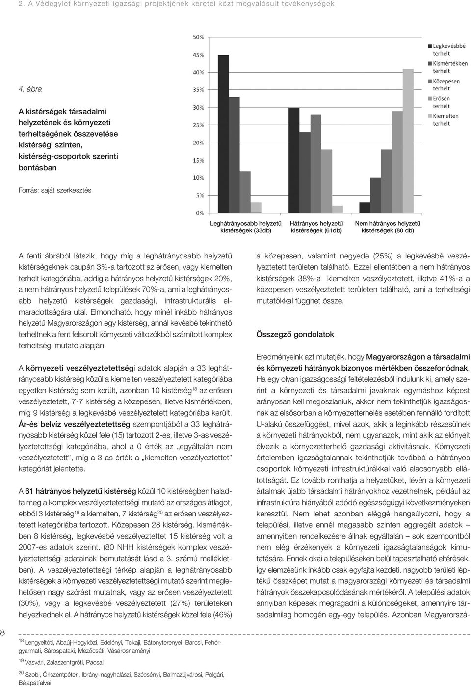 az erôsen, vagy kiemelten terhelt kategóriába, addig a hátrányos helyzetû kistérségek 20%, a nem hátrányos helyzetû települések 70%-a, ami a leghátrányosabb helyzetû kistérségek gazdasági,