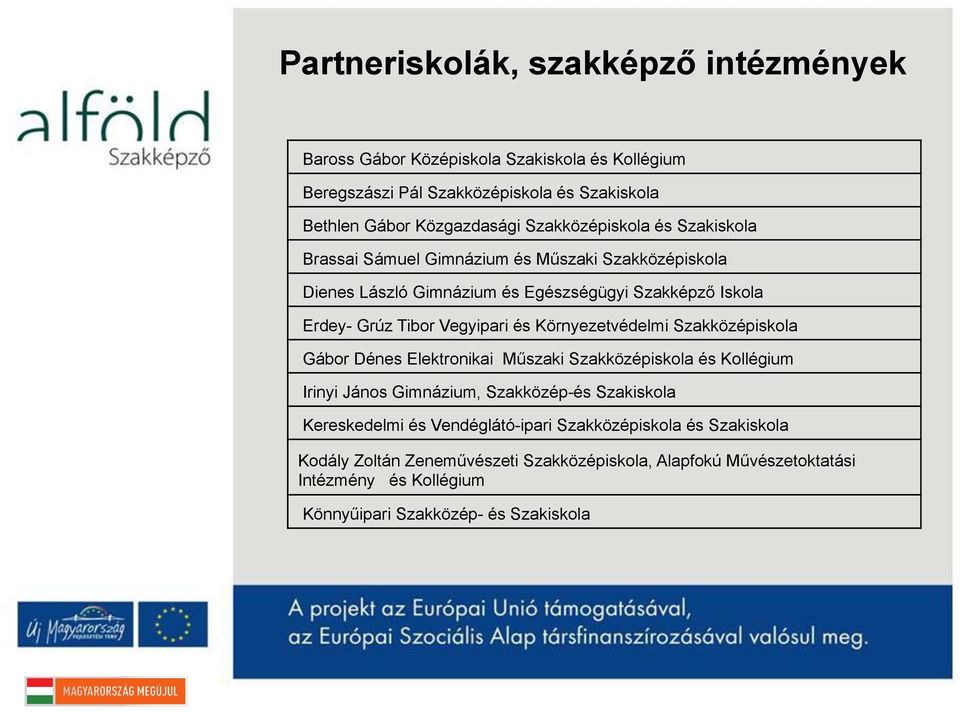 és Környezetvédelmi Szakközépiskola Gábor Dénes Elektronikai Műszaki Szakközépiskola és Kollégium Irinyi János Gimnázium, Szakközép-és Szakiskola Kereskedelmi és