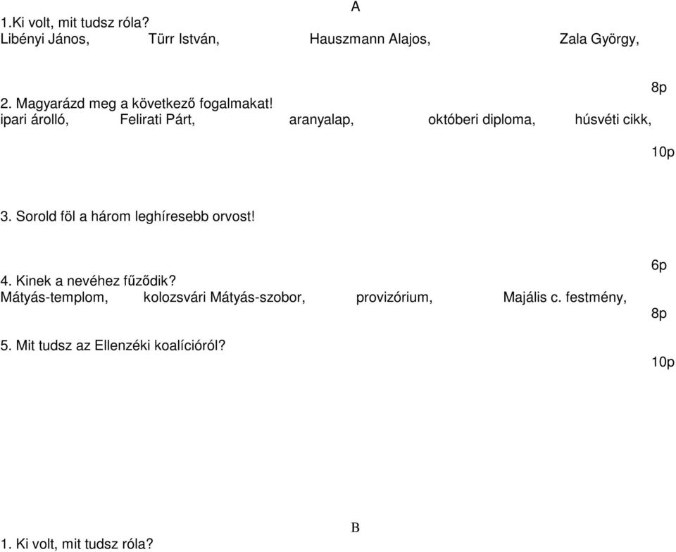 Felirati Párt, aranyalap, októberi diploma, húsvéti cikk, 3.