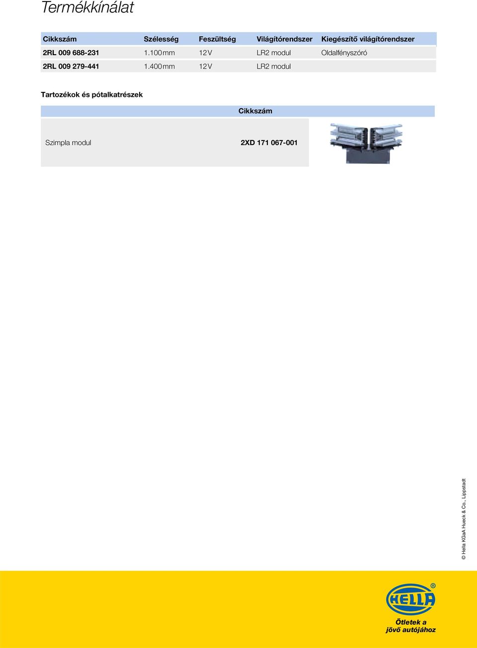 100 mm 12 V LR2 modul Oldalfényszóró 2RL 009 279-441 1.