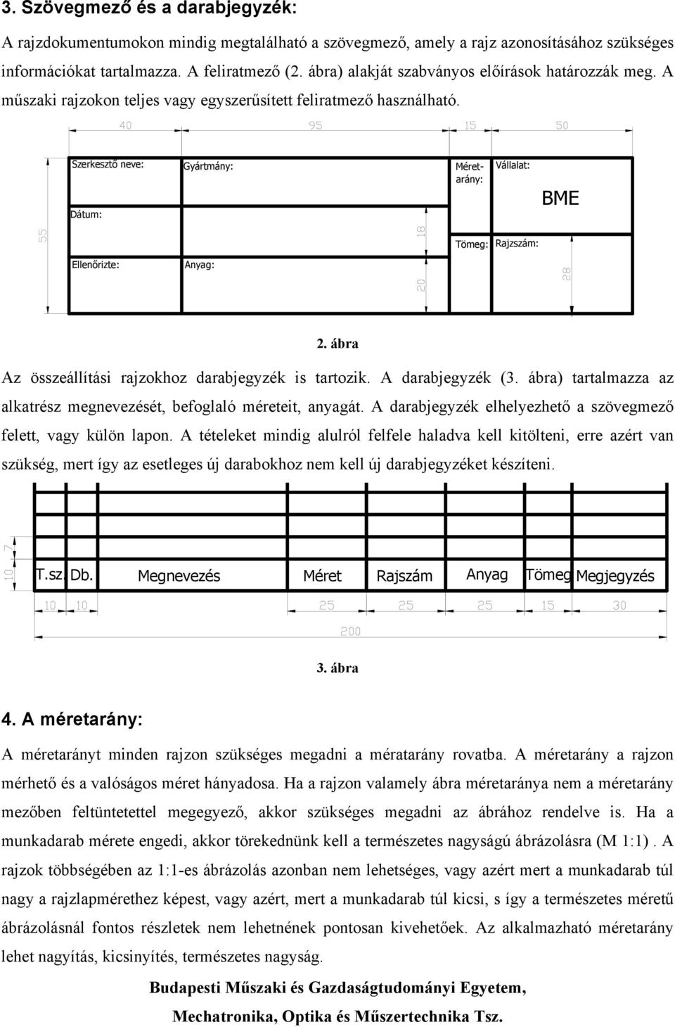 Szerkesztő neve: Dátum: Gyártmány: Méretarány: Vállalat: BME Tömeg: Rajzszám: Ellenőrizte: Anyag: 2. ábra Az összeállítási rajzokhoz darabjegyzék is tartozik. A darabjegyzék (3.