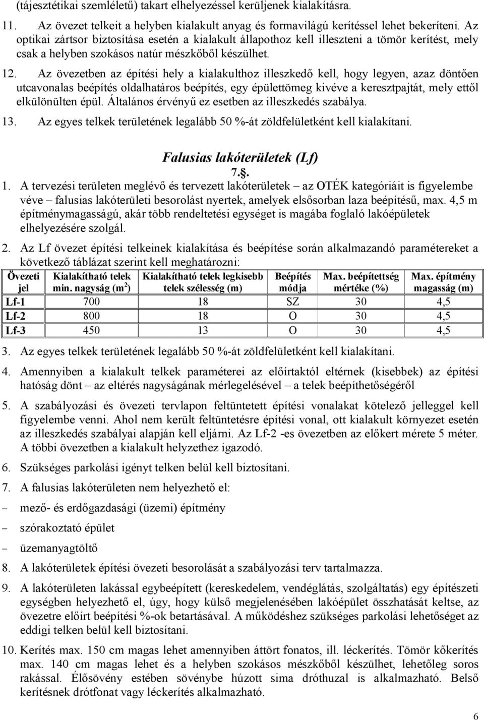 Az övezetben az építési hely a kialakulthoz illeszkedő kell, hogy legyen, azaz döntően utcavonalas beépítés oldalhatáros beépítés, egy épülettömeg kivéve a keresztpajtát, mely ettől elkülönülten épül.