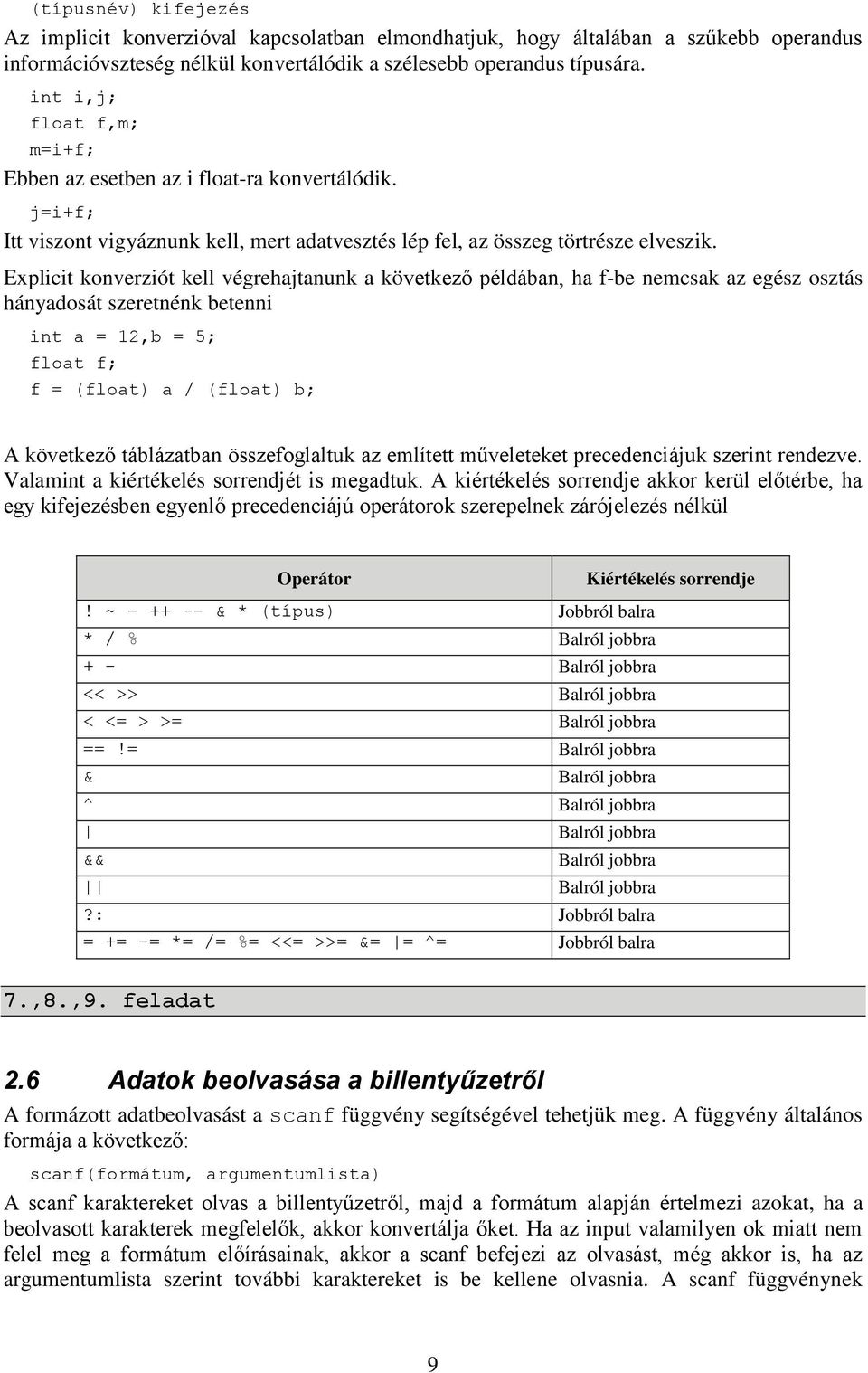 Explicit konverziót kell végrehajtanunk a következő példában, ha f-be nemcsak az egész osztás hányadosát szeretnénk betenni int a = 12,b = 5; float f; f = (float) a / (float) b; A következő