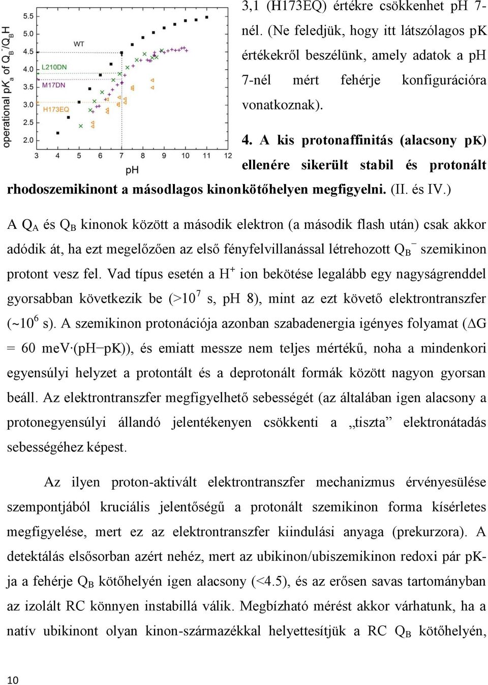 ) A Q A és Q B kinonok között a második elektron (a második flash után) csak akkor adódik át, ha ezt megelőzően az első fényfelvillanással létrehozott Q B szemikinon protont vesz fel.