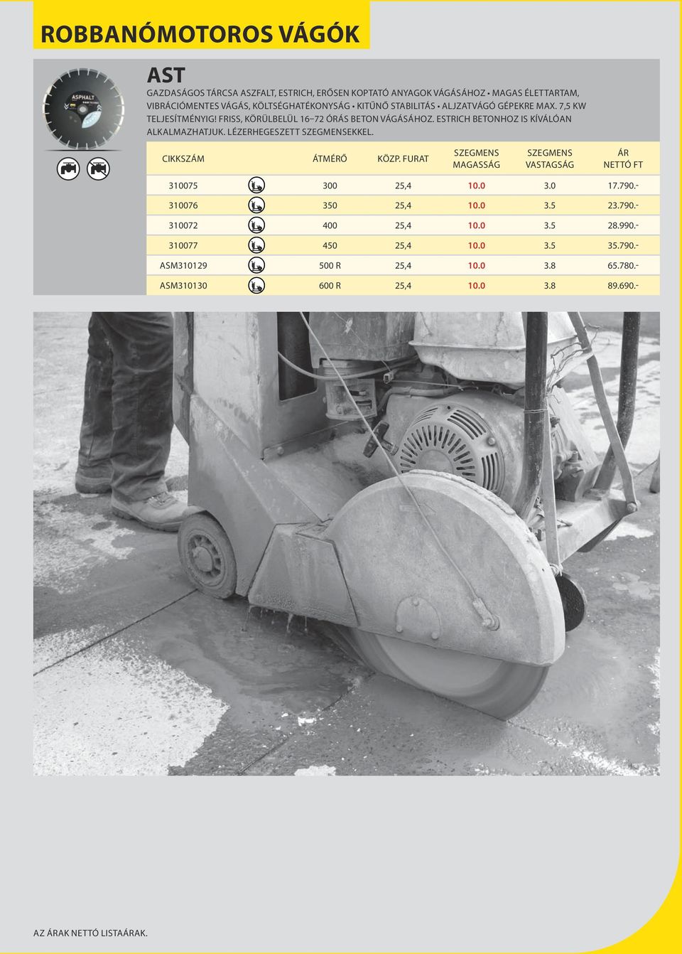 ESTRICH BETONHOZ IS KÍVÁLÓAN ALKALMAZHATJUK. LÉZERHEGESZETT EKKEL. 310075 300 25,4 10.0 3.0 17.790.- 310076 350 25,4 10.0 3.5 23.790.- 310072 400 25,4 10.