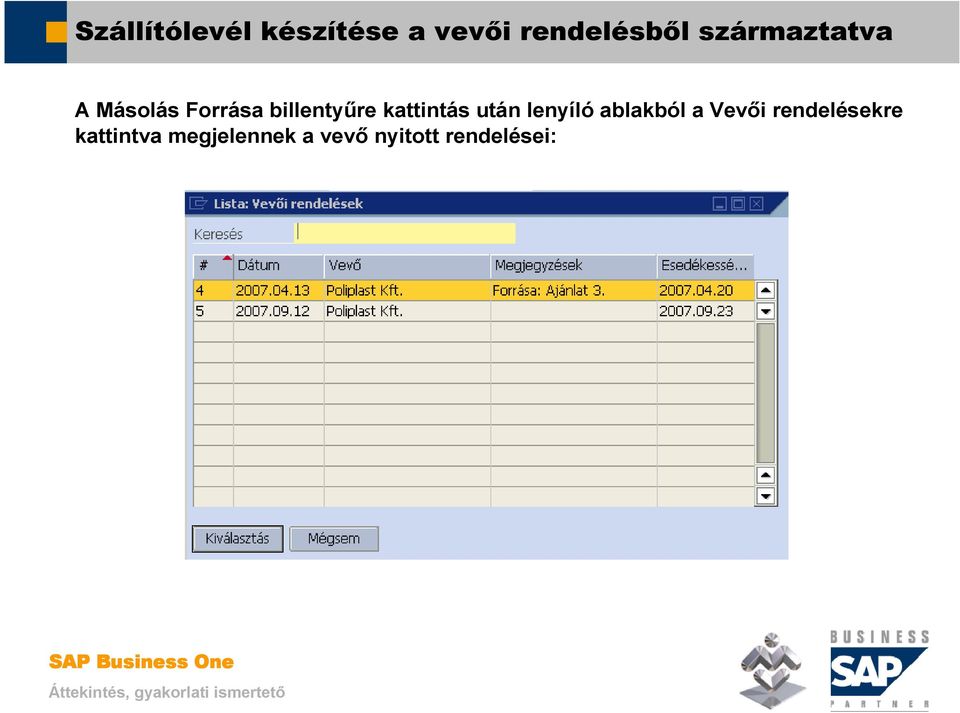 kattintás után lenyíló ablakból a Vevıi