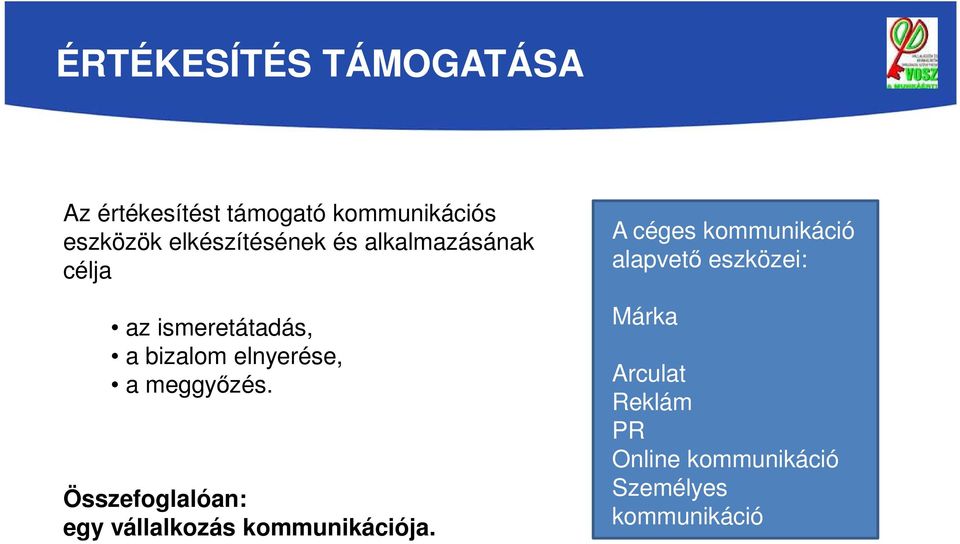 a meggyőzés. Összefoglalóan: egy vállalkozás kommunikációja.