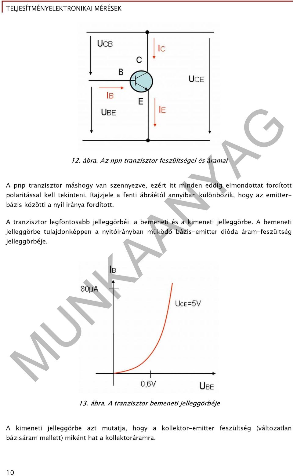 Rajzjele a fenti ábráétól annyiban különbözik, hogy az emitterbázis közötti a nyíl iránya fordított.