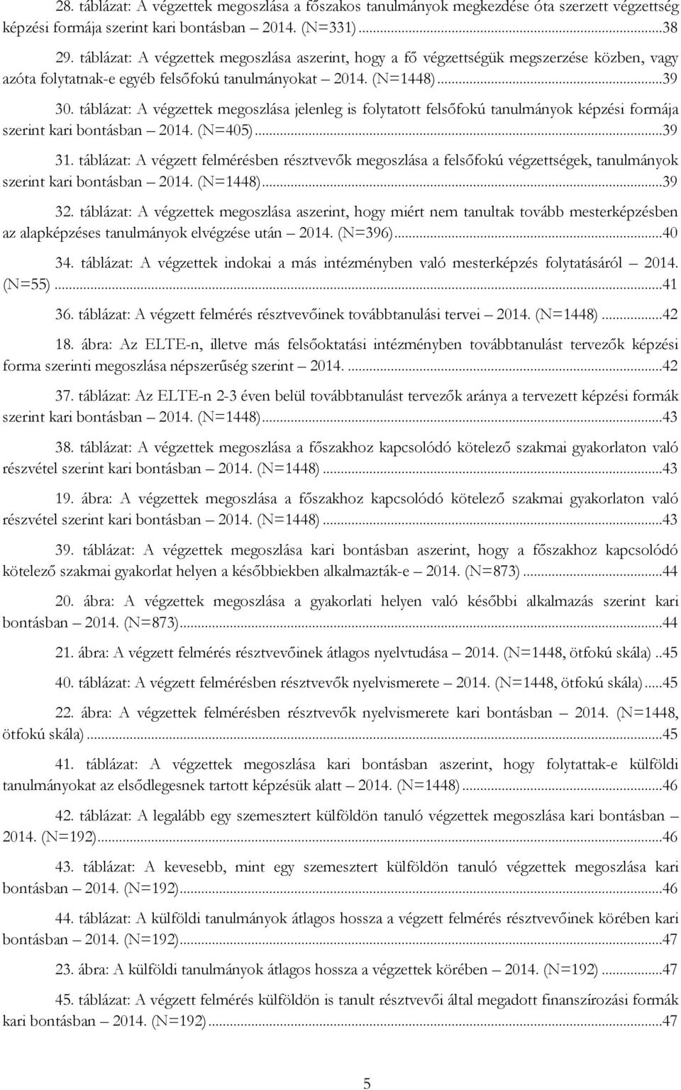 táblázat: A végzettek megoszlása jelenleg is folytatott felsőfokú tanulmányok képzési formája szerint kari bontásban. (N=)...9.