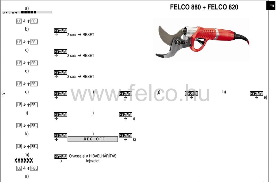 RESET FELCO 880 + FELCO 820 F - 6 - e) f) g)