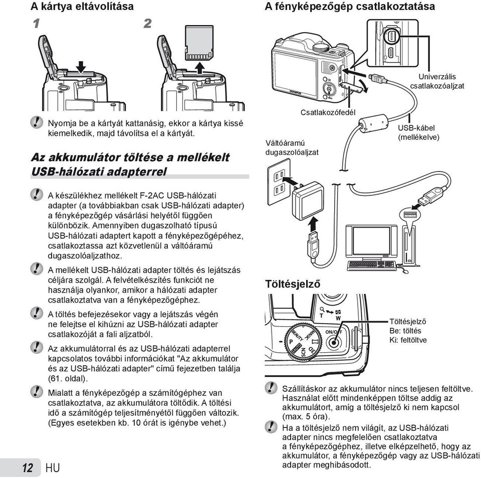 csak USB-hálózati adapter) a fényképezőgép vásárlási helyétől függően különbözik.