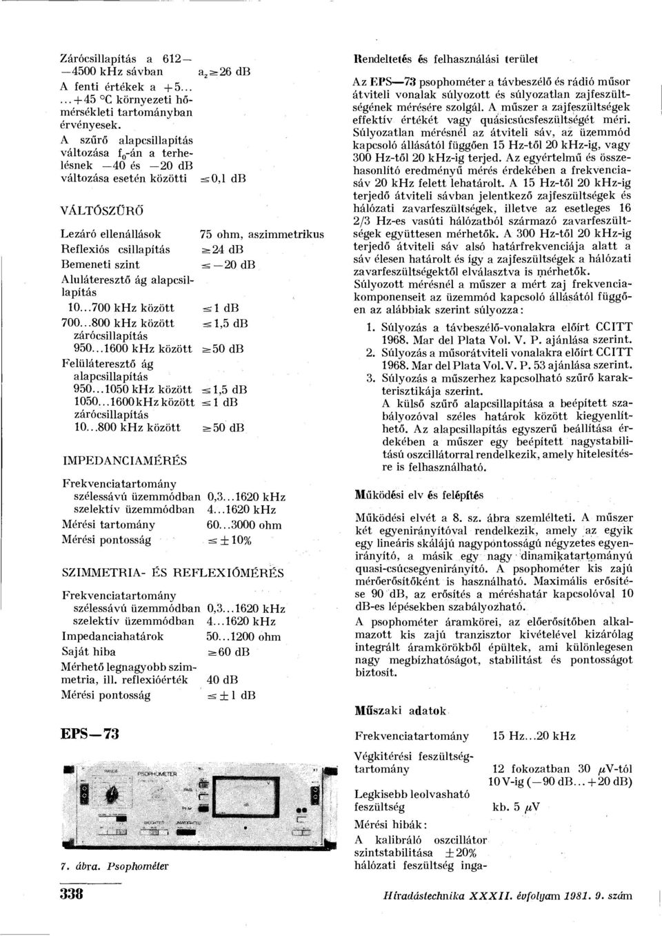 ..700 khz között 700...800 khz között zárócsillapítás 950... 1600 khz között Felüláteresztő ág alapcsillapítás 950.