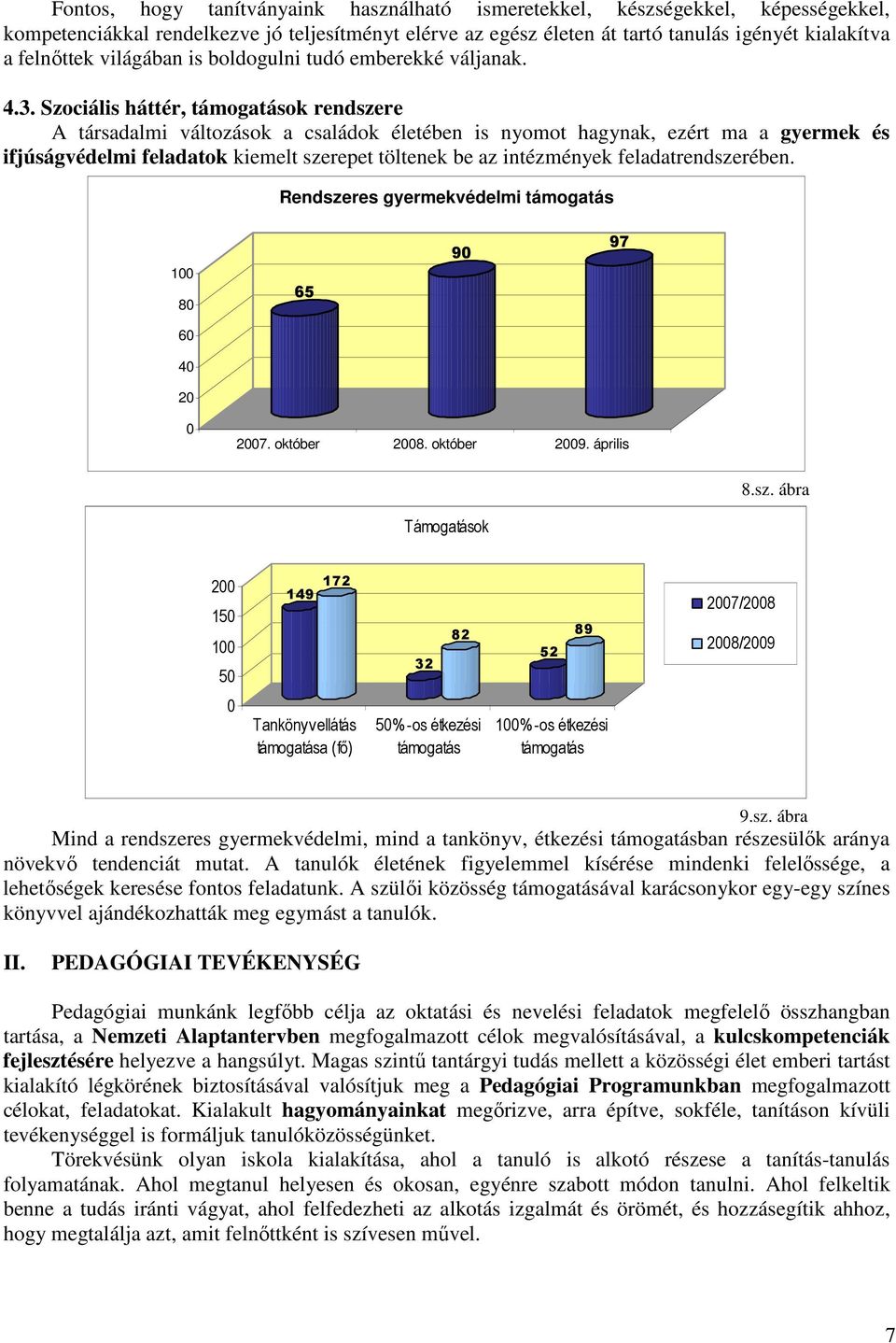 Szociális háttér, támogatások rendszere A társadalmi változások a családok életében is nyomot hagynak, ezért ma a gyermek és ifjúságvédelmi feladatok kiemelt szerepet töltenek be az intézmények