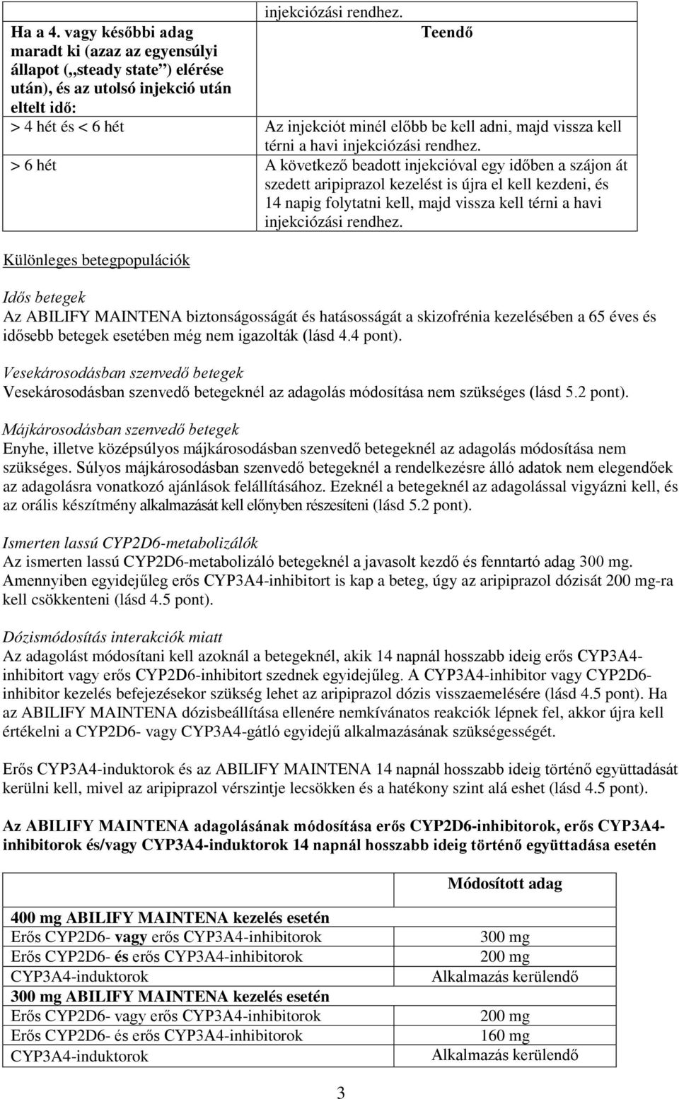 vissza kell térni a havi injekciózási rendhez.