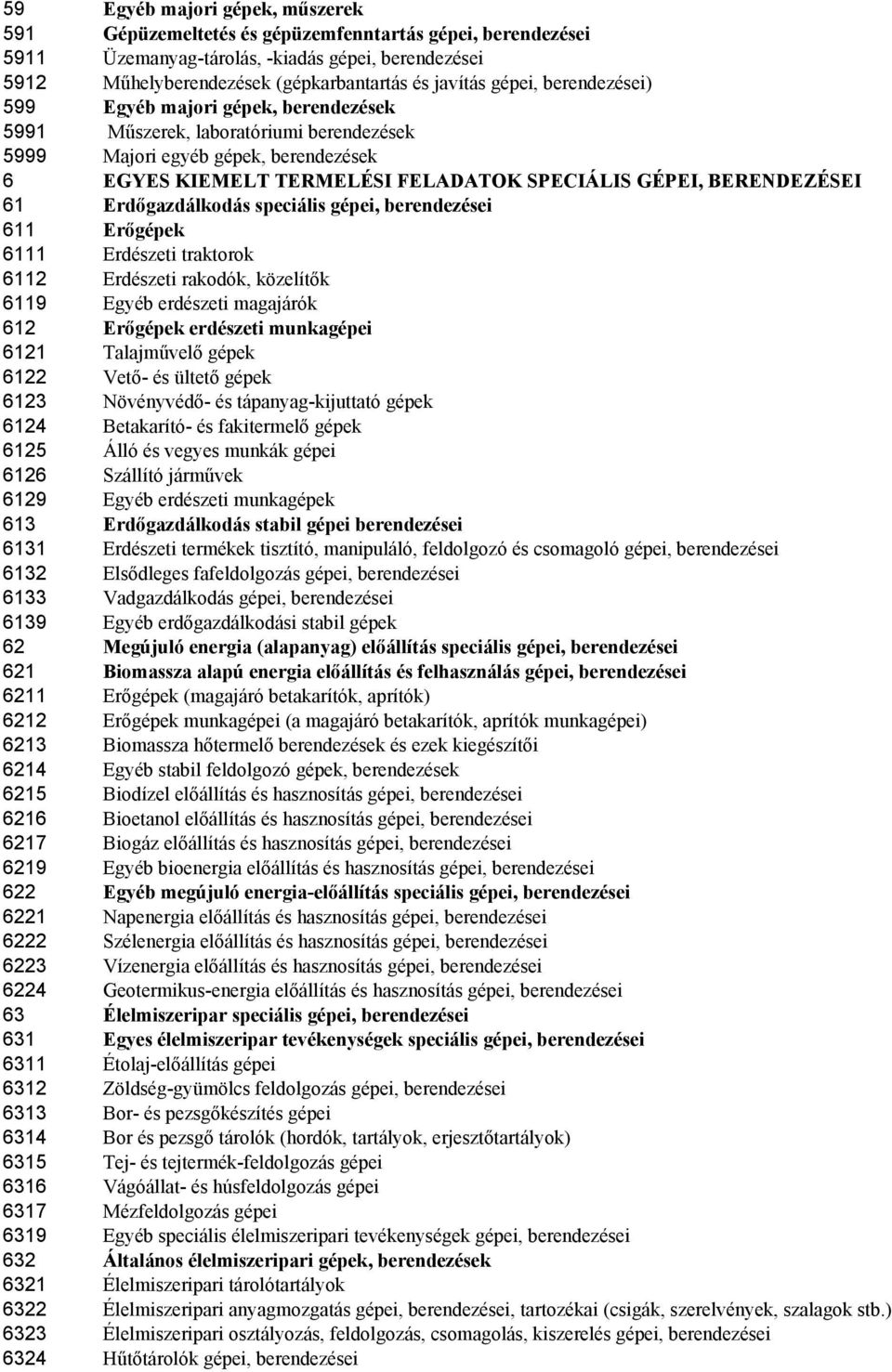 BERENDEZÉSEI 61 Erdőgazdálkodás speciális gépei, berendezései 611 Erőgépek 6111 Erdészeti traktorok 6112 Erdészeti rakodók, közelítők 6119 Egyéb erdészeti magajárók 612 Erőgépek erdészeti munkagépei