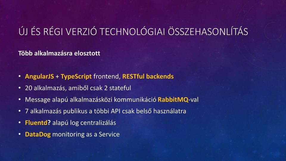 Message alapú alkalmazásközi kommunikáció RabbitMQ-val 7 alkalmazás publikus a többi