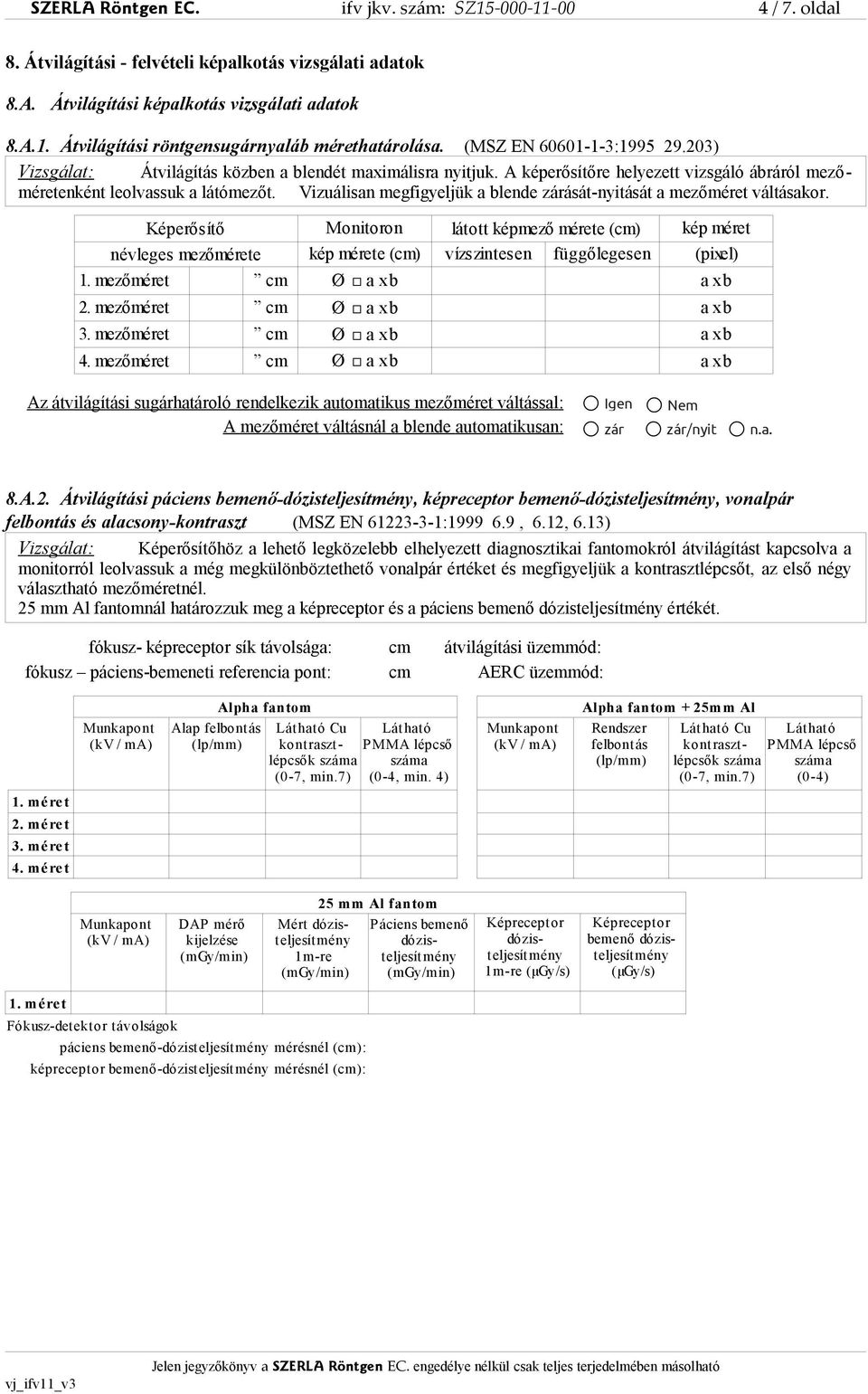 Vizuálisan megfigyeljük a blende zárását-nyitását a mezőméret váltásakor.