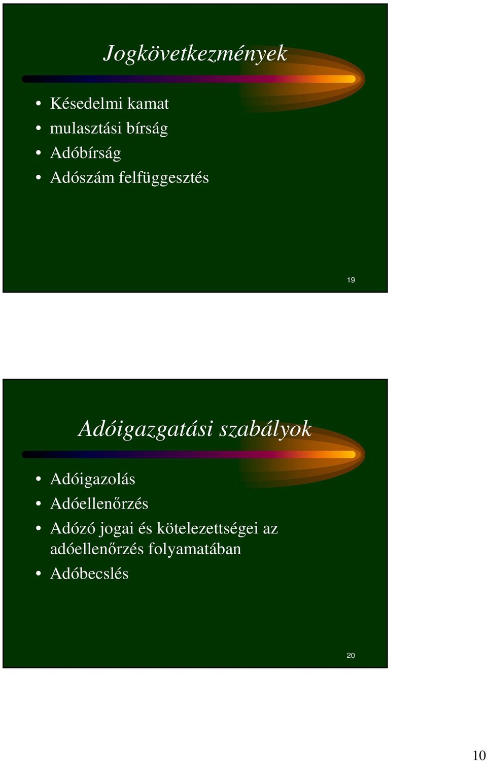 szabályok Adóigazolás Adóellenırzés Adózó jogai és