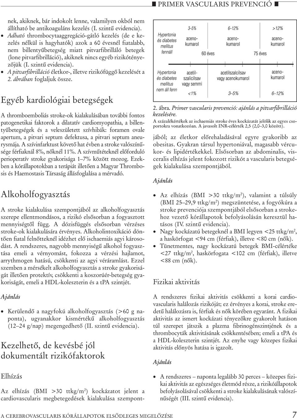 egyéb rizikótényezôjük (I. szintû evidencia). A pitvarfibrilláció életkor-, illetve rizikófüggô kezelését a 2. ábrában foglaljuk össze.