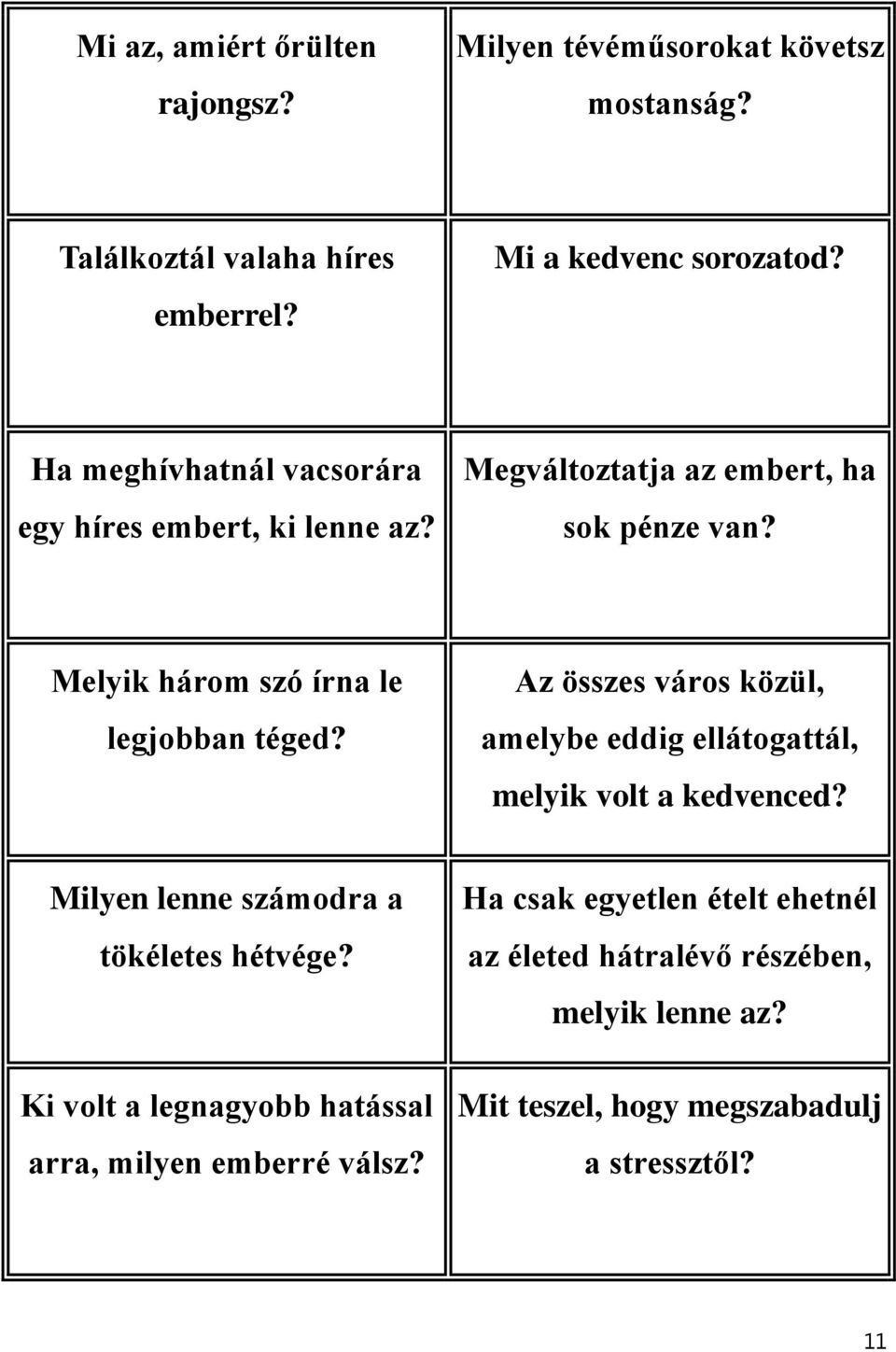 Az összes város közül, amelybe eddig ellátogattál, melyik volt a kedvenced? Milyen lenne számodra a tökéletes hétvége?