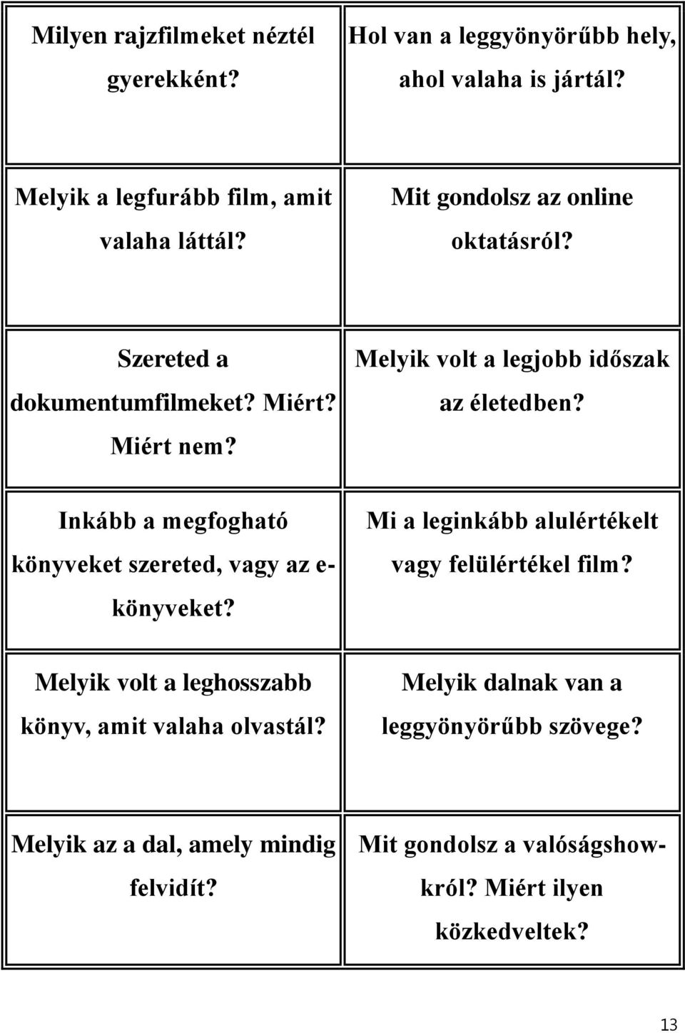 Inkább a megfogható könyveket szereted, vagy az e- könyveket? Mi a leginkább alulértékelt vagy felülértékel film?