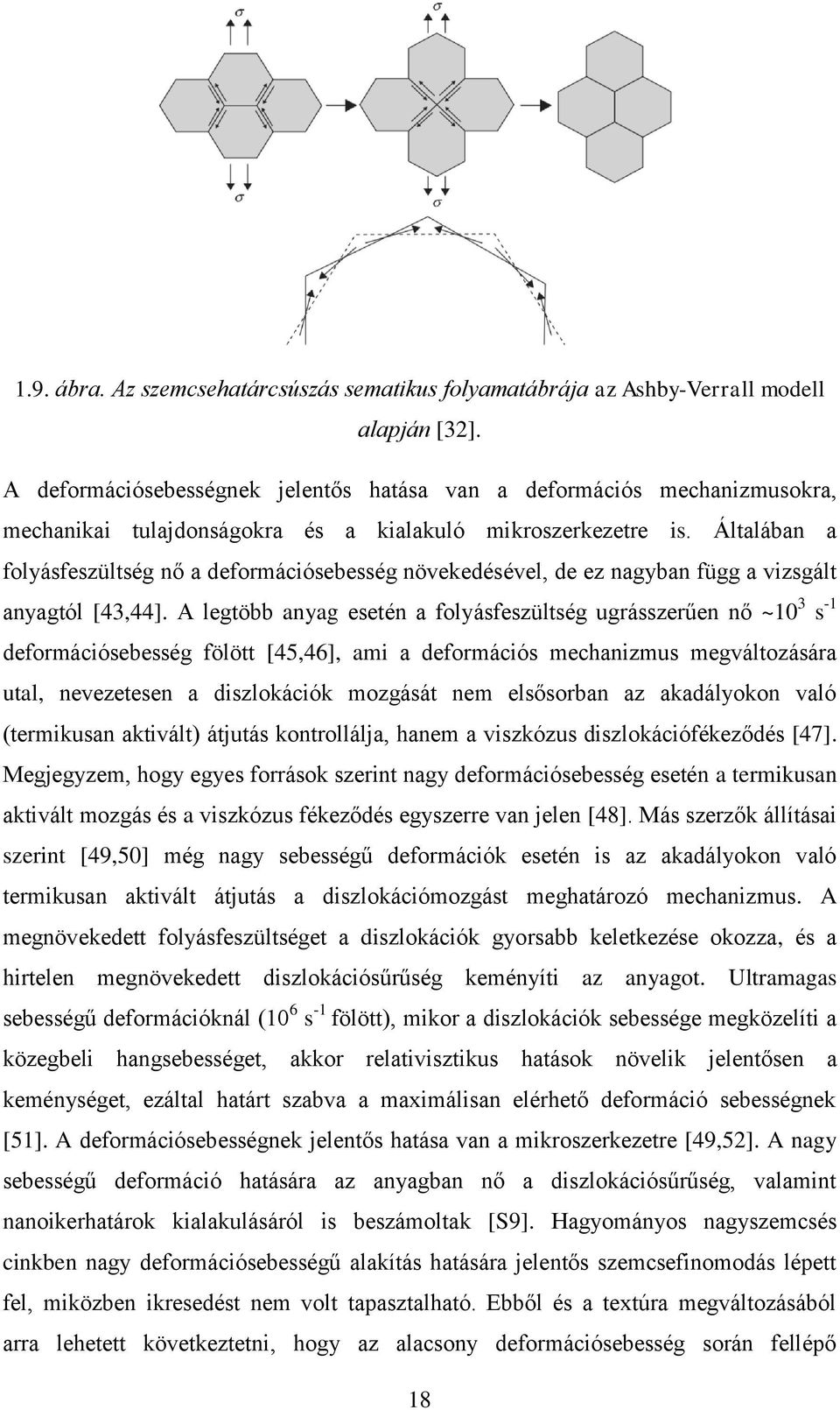 Általában a folyásfeszültség nő a deformációsebesség növekedésével, de ez nagyban függ a vizsgált anyagtól [43,44].