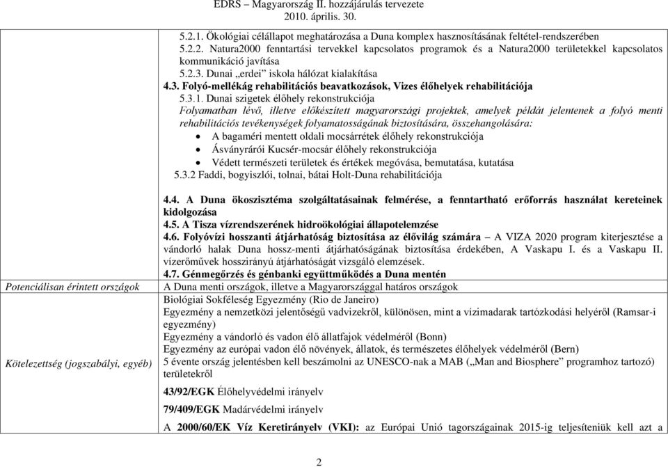 Dunai szigetek élőhely rekonstrukciója Folyamatban lévő, illetve előkészített magyarországi projektek, amelyek példát jelentenek a folyó menti rehabilitációs tevékenységek folyamatosságának