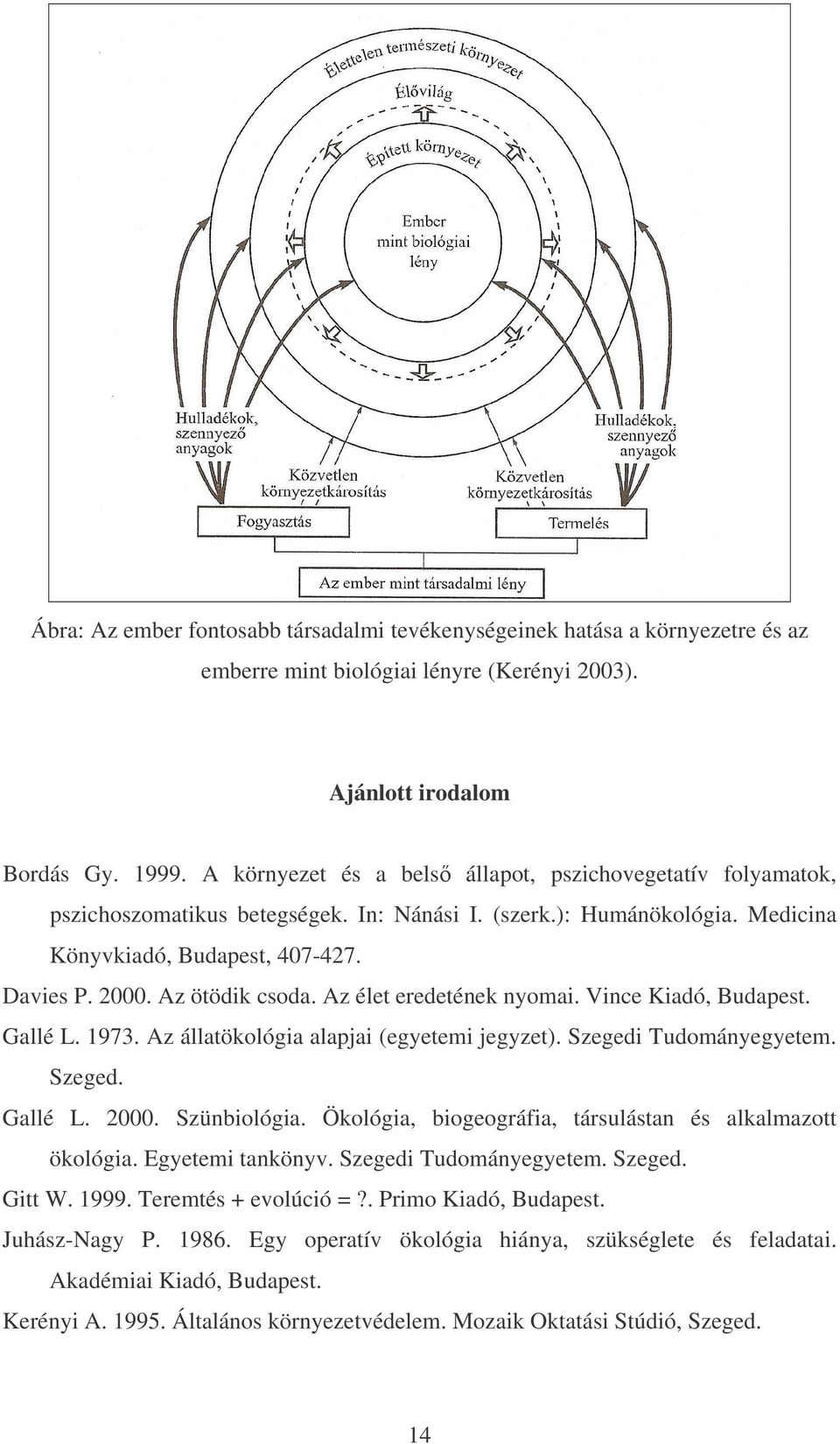 Az ötödik csoda. Az élet eredetének nyomai. Vince Kiadó, Budapest. Gallé L. 1973. Az állatökológia alapjai (egyetemi jegyzet). Szegedi Tudományegyetem. Szeged. Gallé L. 2000. Szünbiológia.