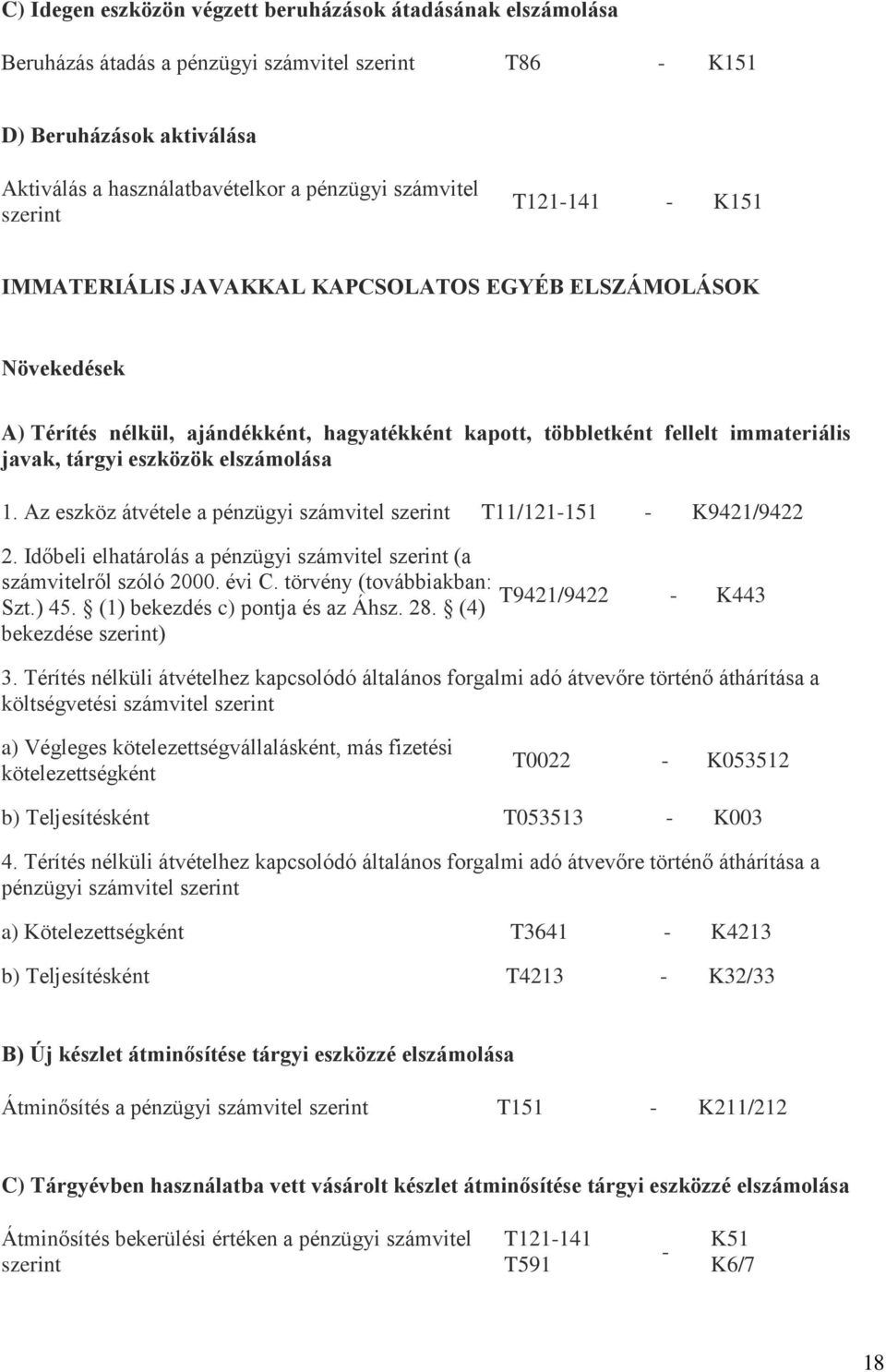 Az eszköz átvétele a pénzügyi számvitel T11/121151 K9421/9422 2. Időbeli elhatárolás a pénzügyi számvitel (a számvitelről szóló 2000. évi C. törvény (továbbiakban: T9421/9422 Szt.) 45.