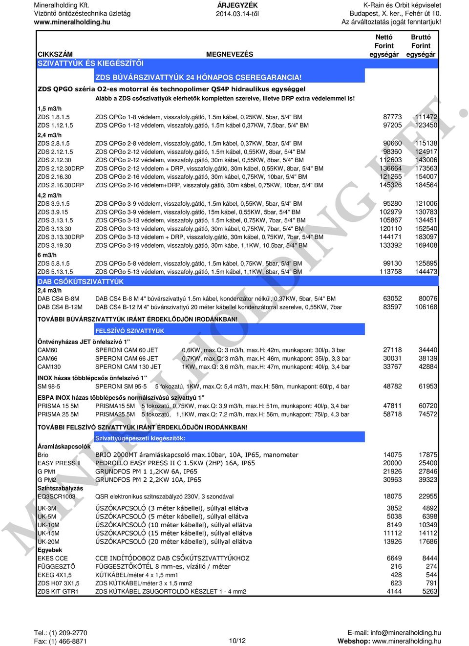 5 m3/h ZDS 1.8.1.5 ZDS QPGo 1-8 védelem, visszafoly.gátló, 1.5m kábel, 0,25KW, 5bar, 5/4" BM 87773 111472 ZDS 1.12.1.5 ZDS QPGo 1-12 védelem, visszafoly.gátló, 1.5m kábel 0,37KW, 7.