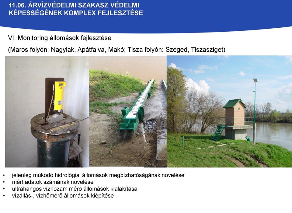 folyón: Szeged, Tiszasziget) jelenleg működő hidrológiai állomások
