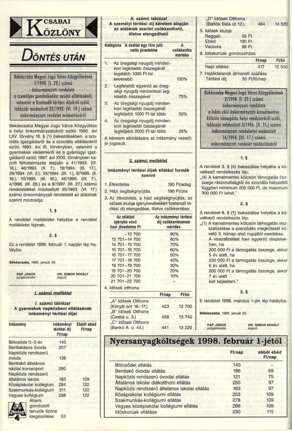 ) számú önkormányzati rendelet módosításáról Békéscsaba Megyei Jogú Város Közgyűlése a helyi önkormányzatokról szóló 990. évi LXV. törvény 6.