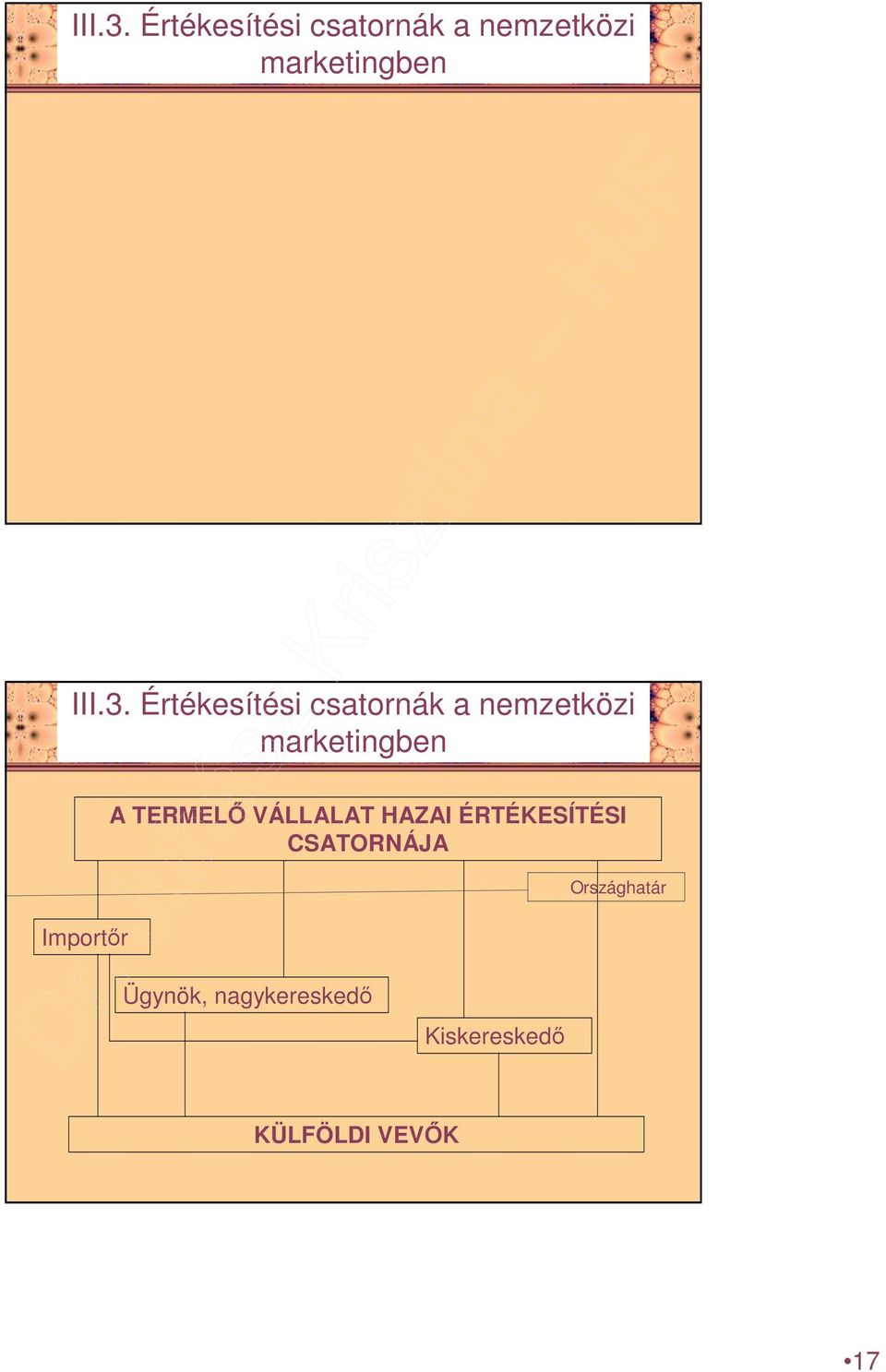 Importır A TERMELİ VÁLLALAT HAZAI ÉRTÉKESÍTÉSI CSATORNÁJA