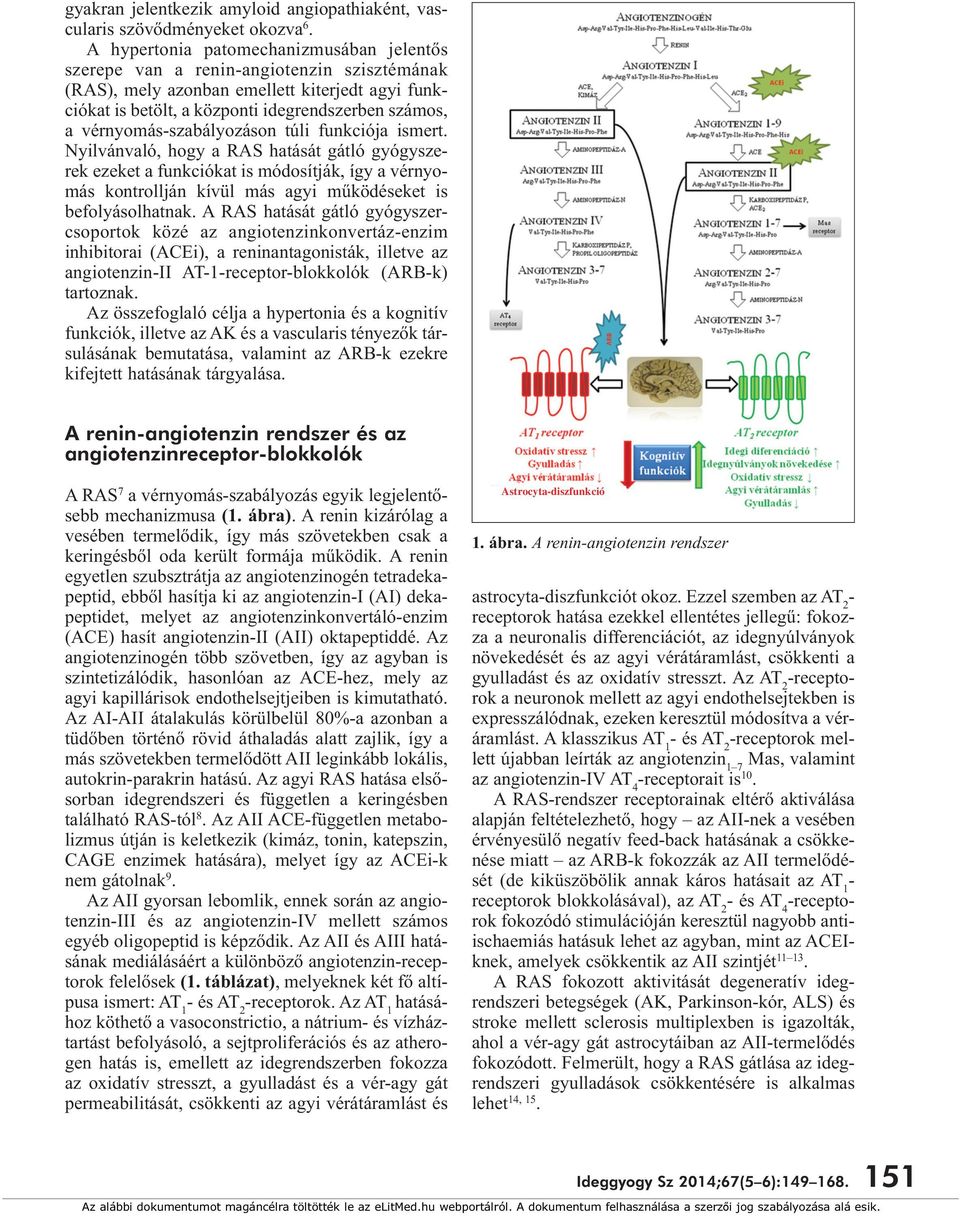 A hypertonia patomechanizmusában jelentős szerepe van a renin-angiotenzin szisztémának (RAS), mely azonban emellett kiterjedt agyi funkciókat is betölt, a központi idegrendszerben számos, a