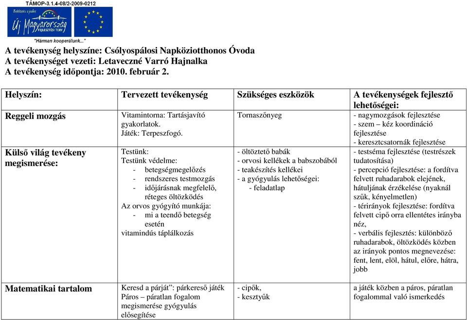 Játék: Terpeszfogó.