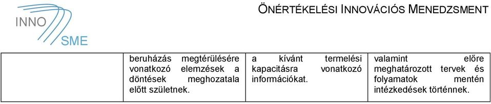 kívánt termelési vlmint előre kpcitásr vontkozó